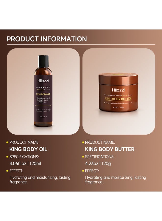 Hllozzi Fragrance Body Care Set | Pheromone Fragrance Body Oil + Body Butter | Sandalwood, Amber, Leather Notes | Moisturizing and Long-Lasting Fragrance Set 120ML - Image 4